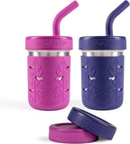 Pandaloo® Smoothie Cups for Kids - Stainless Steel Toddler Tumbler with Straw, Sippy Cup for Smoothies - BPA-Free, Toddler Snack Cups, 10 oz
