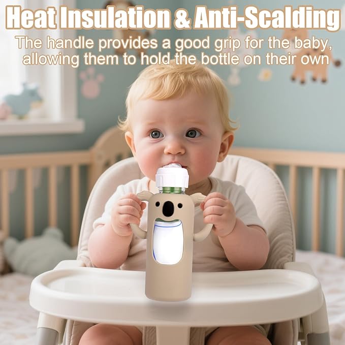 Mity rain 3 Pack Silicone Sleeves for Dr. Brown's Glass Bottles 8 OZ - Anti Breakage Baby Bottle Holder, Compatible with Dr. Brown's Glass Bottles for Babies with Handle