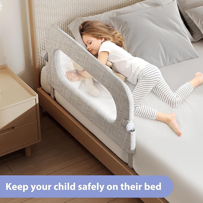 Baby Bed Rails Guard for Toddlers - 32" Toddler Bed Rail for Queen Full King Twin Crib Bunk Size Bed Adjustable Heights & Foldable Portable Bedrail Extra Tall Child Safety Side Railing Guards for Kids