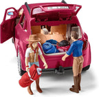 Schleich Horse Club - 110 PC Car and Trailer Tent Camping Playset with Fun Horse and Rider Figures for Girls and Boys - Realistic Toy Figurines and Accessories for Kids Ages 5+ | 42535
