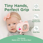 Teething Toy for Infants & Babies, Teethers for Babies 3-6 Months, Baby Teethers 0-6 Months, Teething Toys 6-12 Months, TotCo Never-Drop Baby Teething Toy, Pink