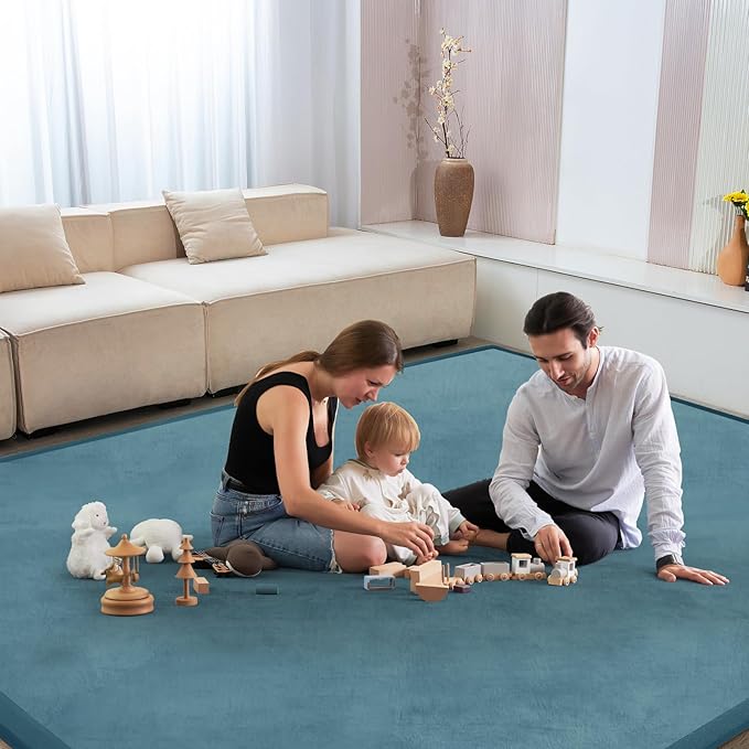 Baby Play Mat 1.2" Thick Memory Foam Nursery Rug Area Rug, 9’2” X 6’7” Yoga Mat Playmat Crawling Mat for Baby,Toddlers, Infants, Kids,Floor Mat Tatami Mat for Living Room with Non-Slip(Green)