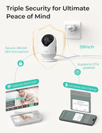 VistaView Lite Smart WiFi Baby Monitor - 4” 720P Split Screen & 1080P Camera App Control, Motion Alerts, HD Night Vision, 3000mAh Battery, 2-Way Talk, Multi-User, Triple Security, 1000ft Range