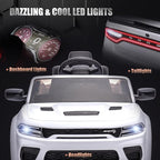 12V 7Ah Kids Electric Ride on Car, Licensed Dodge Charger SRT Hellcat, Battery Powered 4-Wheels Toy Car Electric Vehicle for Kids with Remote Control, 3 Speeds, LED Lights, Music (White)