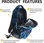 Boys School Backpack, Personalized Tiger Backpacks with Name for Kids Kindergarten Primary Senior Middle, 17 Inch Durable Personalized Cool Lightning Bookbag for School