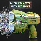 Rechargeable Green Dolphin Bubble Guns for Kids, LED Light Up Bubble Machine Blower with 2 Bottles Bubble Refill Solution for Kids, Bubble Makers Blaster for Toddlers, Summer Wedding Toys Gift