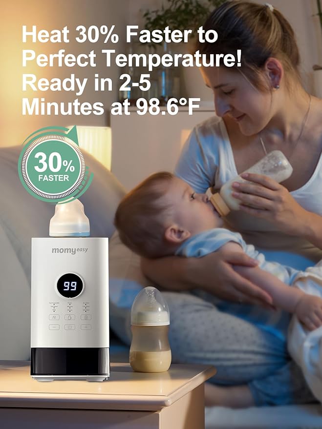 MOMYEASY Bottle Warmer, Fast Baby Bottle Warmer for All Bottles, Milk Warmer with Accurate Display Timer, Temperature Control and Auto Shutoff, Bottle Warmers for Breastmilk & Formula