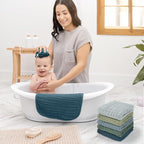 Comfy Cubs Muslin Baby Washcloths 6 Pack - Soft 6-Layer Cotton Wash Cloths for Sensitive Skin - 10"x10" Large, Gentle, Absorbent Infant Essentials for Newborn and Toddlers - Multi Boy