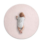 Byrd & Blume Round Baby Play Mat, Organic Cotton Soft Padded Nursery Floor Mat, Safe Hypoallergenic Baby Mat, Reversible, Foldable, Portable Infant Tummy Time Mat Fits Tents & Playpens (40"x40") Pink