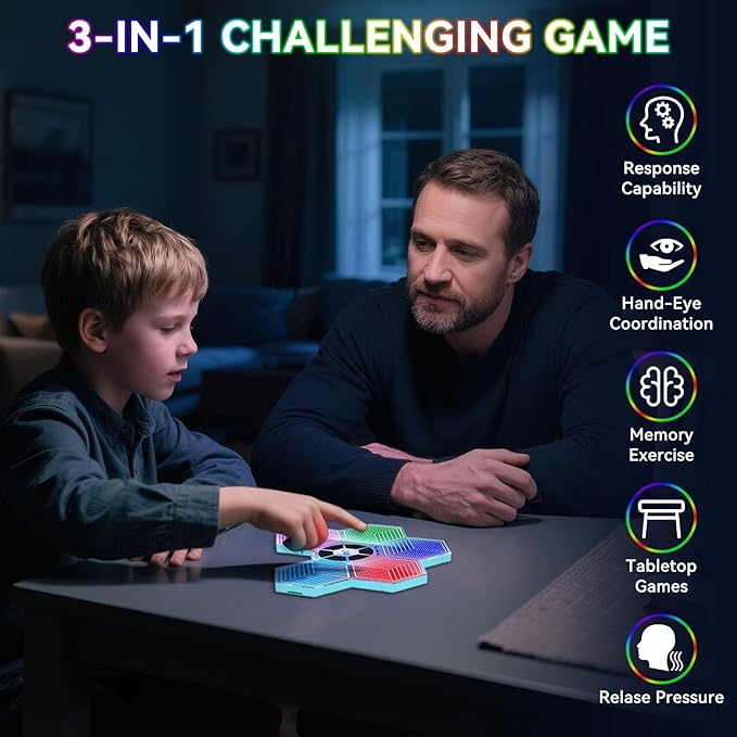 Light Up Memory Game Handheld Electronic Toys with Lights and Sound Effects, Smart Multi-Function Desktop Metronome, Puzzle Memory Rhythm Training Board Challenge for Kids Ages 3 4 5 6 and Up