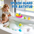 Splash Guard for Bathtub Kids - Silicone Bathtub Splash Guard with 11 Suction Cups, Bath Tub Play Shelf for Kids & Toy Holder, Prevent Water Spill in Bathroom, Fun Bath Time for Toddlers Baby, Gray