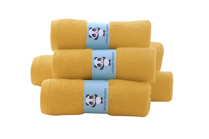 HIPHOP PANDA Baby Washcloths, Rayon Made from Bamboo - 2 Layer Ultra Soft Absorbent Newborn Bath Face Towel - Reusable Baby Wipes for Delicate Skin - Honey, 6 Pack