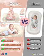 Baby Lounger Pillow 3-in-1 Infant Lounger Pillow for Newborn 0-24 Months, Portable Tummy Time Mat for Home and Travel, Breathable & Soft Baby Seat for Baby