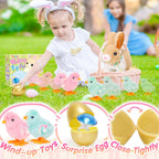 Tagitary Plush Easter Bunny Toys for Kids,Hopping Interactive Rabbit with Leash,Golden Egg,and Wind Up Toys,That Making Sounds,Wiggling Ears,Twitching Nose,Easter Basket Stuffers Gift for Toddlers