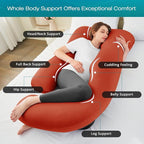 Sasttie Pregnancy Pillows for Sleeping, U Shaped Cooling Full Body Pillow with Removable Cover, Pregnant Women Must Haves, Maternity Essential, Orange