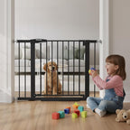 Baby Gate for Stairs, 29.7-40.6" Pressure Mounted Dog Gate, Auto Close Safety Gate for Children & Pets, Easy Install Pet Gate with Walk Thru Door for Doorways & Hallways, No Drilling, Dual-Lock Design
