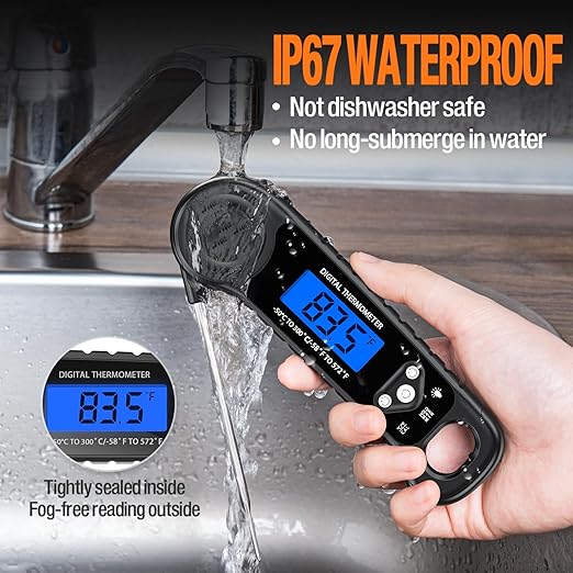 Meat Thermometer Digital, Instant Read Food Thermometer for Cooking Deep Fry BBQ Oven Grill Smoker Roast and Candy Thermometer, Camping & Kitchen Essentials, Gifts for Men Women