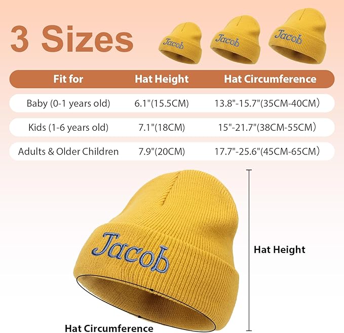 Custom Beanie Hats for Baby Girls Boys - Personalized Embroidered Beanies with Name for Infants Toddlers Adults