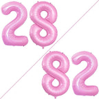 GOER Number 28 Balloons for 28th Birthday Party Decorations,42 Inch Jumbo Foil Helium 82 Balloons for 82nd Birthday Party Decoration (Light Pink)