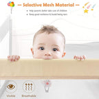 Costzon Bed Rail for Toddlers, 2 PCS Extra Long Swing Down Safety Bed Guards w/Straps for Convertible Crib, Kids Twin, Double, Full Size, Queen & King Bed, Folding Bed Rails for Baby (59-Inch, Beige)