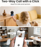 Anlapus C518 4K Pan/Tilt Home Indoor Security Camera, Plug-in WiFi Pet/Baby Monitor with One-Touch Call, AI Human/Pet/Face Tracking, 2.4/5 GHz, Two-Way Talk, Night Vision, 64G Memory Card Storage