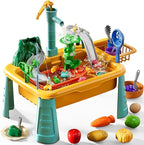 Kitchen Sink Toys Toddlers 3-5, Play Sink with Running Water, Water Table for Kids Ages 4-8, Fishing Game Outdoor Toys Pretend Role Play Toys for Boys Girls 3 4 5 6 7 8