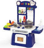 Kitchen Set for Toddler with Sound and Light，Pretend Cooking Food Set,Kids Kitchen Playset，Play Sink with Running Water and Electronic Induction Stove，Kitchen Accessories (Lyons Blue Kitchen)