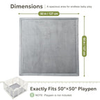Ultra Soft 1.3" Thick Baby Play Mat for Floor, Large Velvet 50x50 Playpen Mat, Baby-Safe & Non-Slip Tummy Time Mat, Crawling Mat for Babies, Toddlers, Infants, Kids, Easy Care, 50"x50", Gray