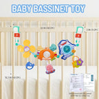 Adjustable Baby Stroller Arch Toy, Car Seat Toys for Infants 6-12 Months Hanging Toy Bar Attachment with Teether & Sound, Crib Comfort Gift for Birthday, Baby Shower