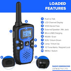 Wishouse Walkie Talkies for Kids Adults - Long Range Rechargeable 2 Way Radios,Gift,Hiking Accessories Camping Gear with Lamp,SOS Siren,NOAA Weather Alert,VOX,Easy to Use 2 Pack
