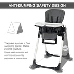 INFANS High Chair for Babies & Toddlers, Foldable Highchair with Multiple Adjustable Backrest, Footrest and Seat Height, Removable Tray, Detachable PU Leather Cushion, Built-in Rear Wheels (Dark Grey)