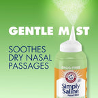 Arm & Hammer Simply Saline Moisturize & Soothe Nasal Mist, Drug-Free Moisturizing Saline Nasal Spray for Instant Relief for Dry Nose, 4.6 Oz (130 g), 3 Pack