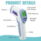 Amplim Digital Forehead Thermometer for Kids, Adults, and Babies - Touchless, Non-Contact Fever Thermometer with Temporal Head Function - No-Touch Thermometer for Accurate Temperature