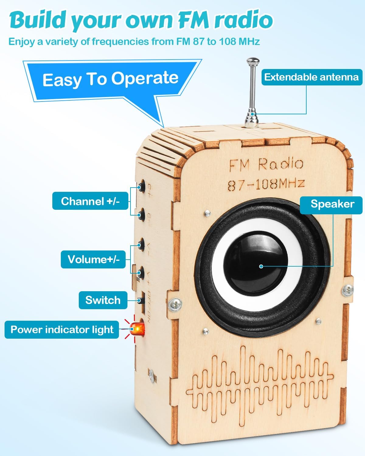 Poraxy Science Kits for Kids Age 8-12 12-14, STEM Toys for 8-13, Build Your Own Bluetooth Speaker & FM Radio, 3D Puzzles DIY Projects, Birthday Gifts for 9,10,11,14 15 16 Year Old Teen Boys Girls