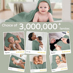 Yoofoss Hooded Baby Towels for Newborn 2 Pack 100% Muslin Organic Cotton Baby Bath Towel with Hood for Babies, Infant, Toddler and Kids, 32x32Inch, Soft and Absorbent Newborn Essential,Grey&Dark Green
