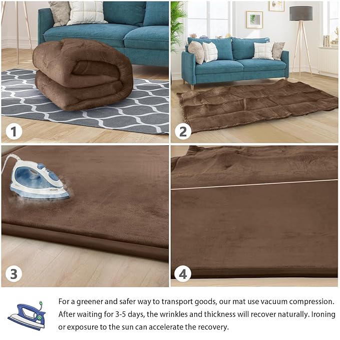 Baby Play Mat for Floor Tummy Time Mat Nursery Muscle Area Playroom Rug Tatami 79"x138" Memory Foam 1.3" Thick Crawling For Babies,Toddlers, Infants, Kids,Floor,Coffee