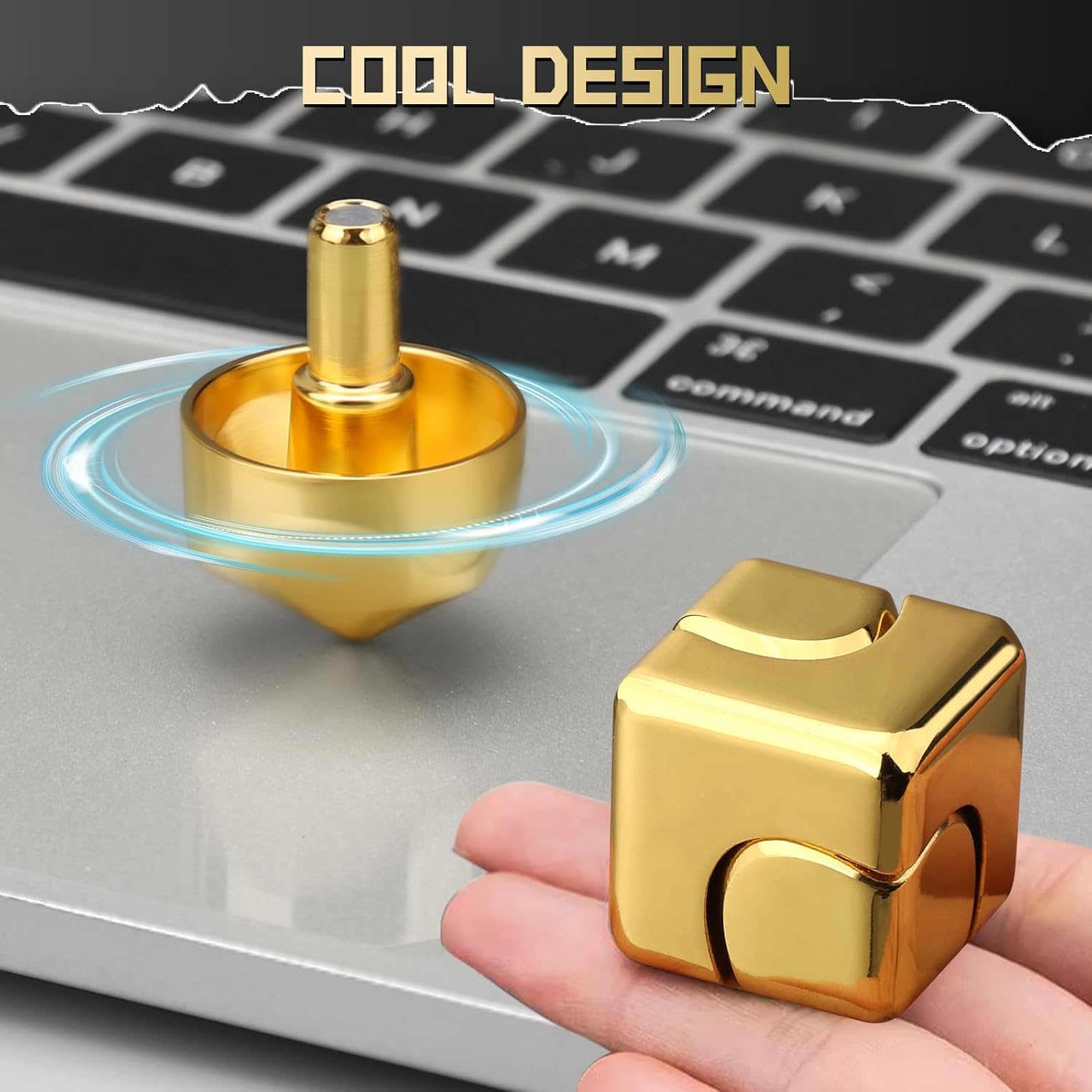 Metal Fidget Spinner Cube Kinetic Toy for Kid Adult, Cool EDC Small Gadget Desk Toy Finger Game for Boy Men Gift Classroom Prize, 2-in-1 Hand Spinner Infinity Cube Block Gyro for Stress Relief