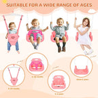 4-in-1 Toddler Swing Set & Baby Jumper and Bouncers, Heavy Duty Baby Swing Set with Foldable Metal Stand for Indoor & Outdoor, Suitable for Children 6 Months and Older, Easy to Assemble & Store