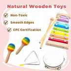 Montessori Toys for 1 2 Year Old,Musical Instruments for Toddlers 1-3 ,Baby Wooden Toy Set,Educational Music Toys Stocking Stuffers for Boys Girls Age 1 2 3 Year Old