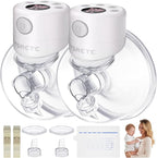 TSRETE Breast Pump, Double Wearable Breast Pump, Electric Hands-Free Breast Pumps with 2 Modes, 9 Levels, LCD Display, Memory Function Rechargeable Double Milk Extractor-24mm Flange, White