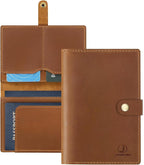 Jack&Chris Genuine Leather Passport Holder For Travel, RFID Blocking Handmade Passport Holder with Card Case Organized & Safe, Quality Travel Essentials for Women and Men for Gifting, Light Brown