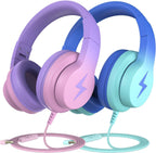 Bila Kids Headphones, Wired Over Ear Headphones with Microphone, Volume Limiter for Girls & Boys, Foldable for Learning & Entertainment
