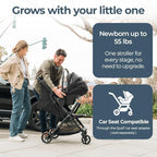 Inglesina Quid³ Stroller, Cosmic Black - Compact Reclining Travel Stroller for Baby & Toddler 0-55 lbs, One Hand fold, Car seat Compatible, Airplane Overhead, Lightweight, Foldable, XL UPF 50+ Canopy