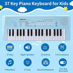 Kids Piano Keyboard, 37 Keys Portable Music Keyboard Early Learning Educational Electronic Music Piano Instrument Toys for 3 4 5 6 Year Old Boys and Girls (Blue)