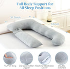 Pregnancy Pillow for Sleeping,U Shaped Full Body Maternity Pillow with Removable Diamond Quilted Cool Fabric,Support for Back,Belly,HIPS for Pregnant Women,Side Sleeper, Warm Cushion, 51 Inch