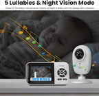 Smart Baby Monitor with 2 Cameras and Audio,App,Long Range,Night Vision,Temperature Sensor,2 Way Talk, Feeding Clock and lullabies,Home Use