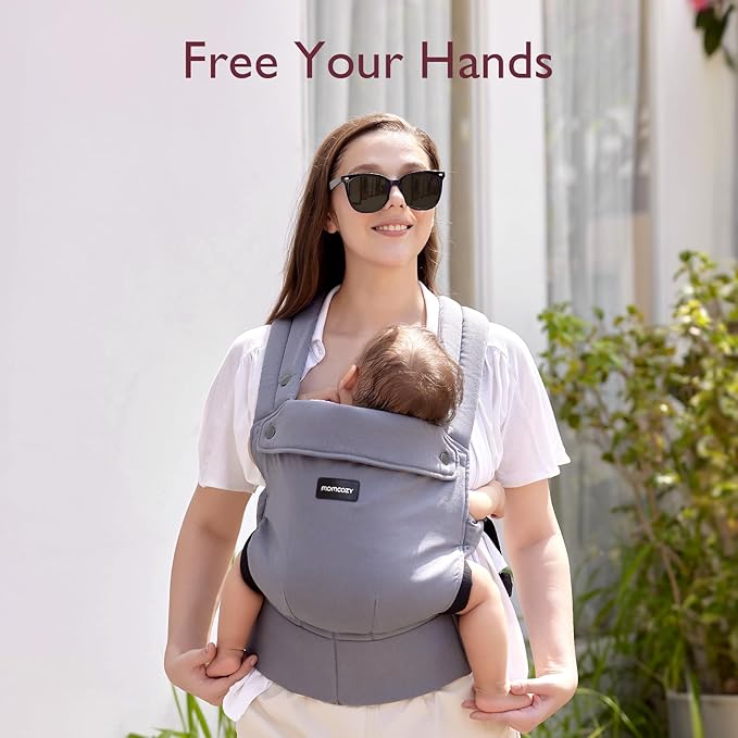 Momcozy Baby Carrier - Ergonomic, Cozy and Lightweight Carrier for 3-24 Months, Effortless to Put On, Ideal for Hands-Free Parenting, Enhanced Lumbar Support, Purehug for Infant to Toddler, Grey