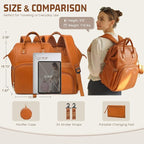 Premium Vegan Leather Diaper Bag Backpack with Waterproof Changing Pad – Reinforced Stitching & Zippers, Baby Bag for Boy Girl, Stroller Straps, Ergonomic Design for Traveling Moms, Brown