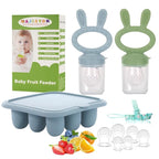 WAJIAYON Baby Breastmilk Popsicle Molds & Babies Fruit Feeder (3 Pack), Infant Food Freezer Tray Storage Containers, Silicone Teething Pacifier Feeder and Teether for Babies,Baby Feeders - Blue