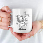 Personalized Lion Lover Coffee Cup 11 Oz 15 Oz, Lion Wild Animal Ceramic Coffee Mug Gift For Kids Child on Birthday Holiday, Custom Name Lions White Accent Teacup, Animal Travel Mug Gift For Friends